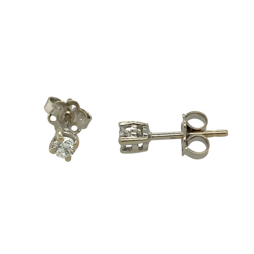 9ct White Gold & Diamond Set Stud Earrings