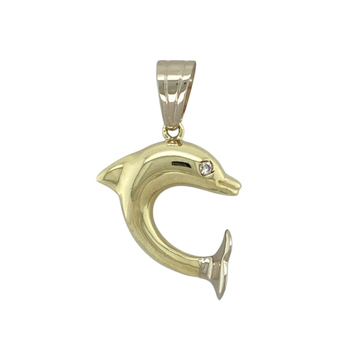 9ct Gold & Diamond Set Dolphin Pendant