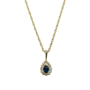 9ct Gold Diamond & Sapphire Set Cluster 16" Necklace