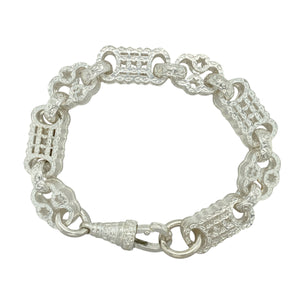 New 925 Silver 9" Patterned Gypsy Style Fancy Link Bracelet