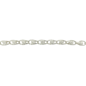 New 925 Silver 8" Patterned Tulip Style Link Bracelet
