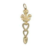 Load image into Gallery viewer, 9ct Gold Welsh Three Feathers Heart Lovespoon Pendant
