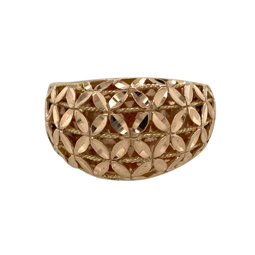 9ct Gold Flower Wide Band Ring