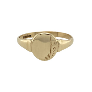 9ct Gold Oval Patterned Signet Ring
