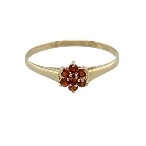 9ct Gold & Garnet Set Flower Cluster Ring