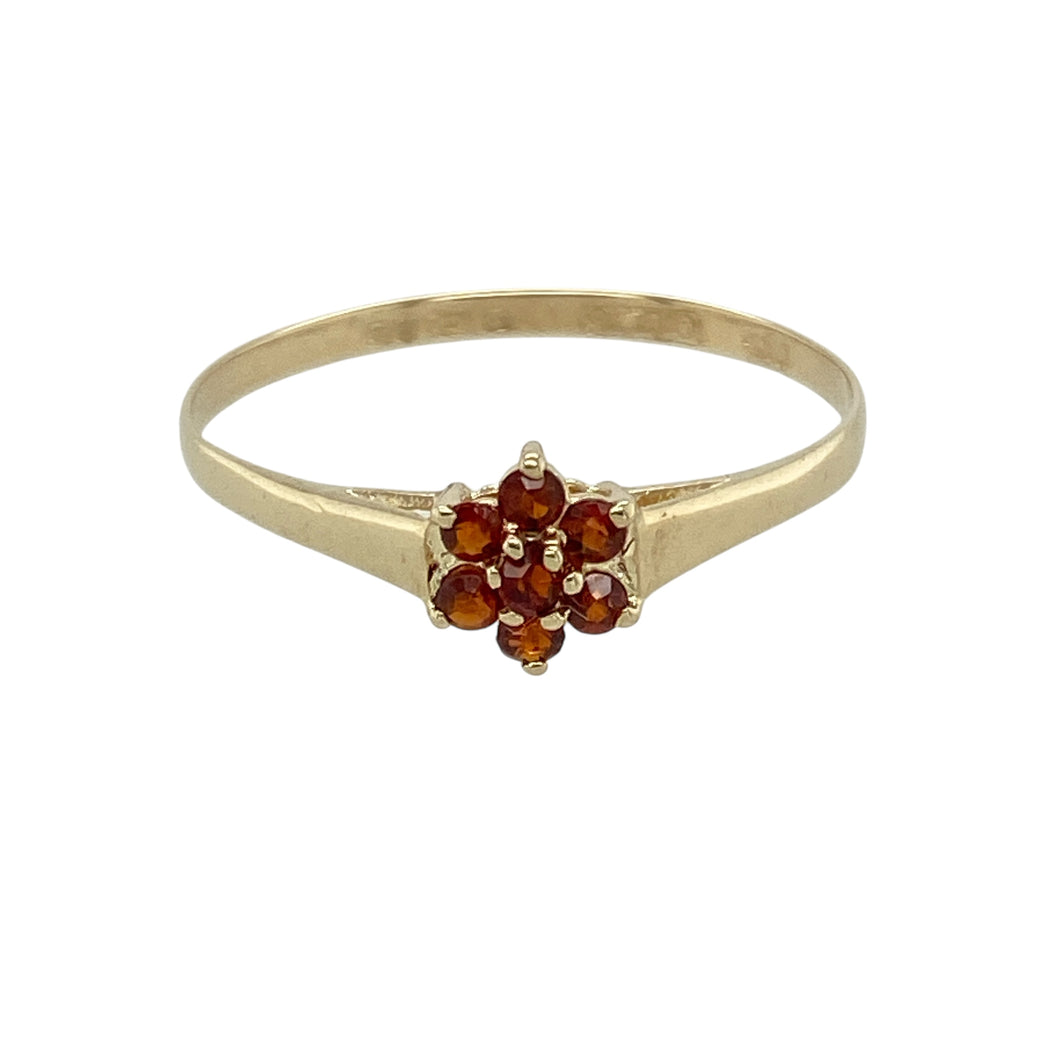 9ct Gold & Garnet Set Flower Cluster Ring
