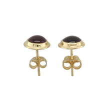 Load image into Gallery viewer, 9ct Gold &amp; Garnet Cabochon Set Button Stud Earrings
