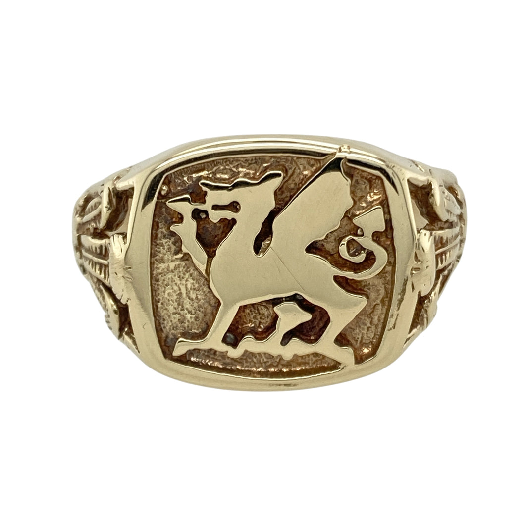 9ct Gold Welsh Dragon Signet Ring