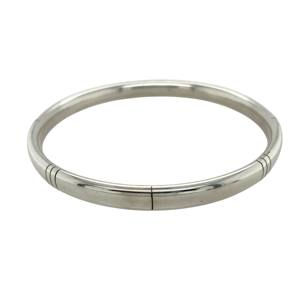 925 Solid Silver Line Patterned Bangle