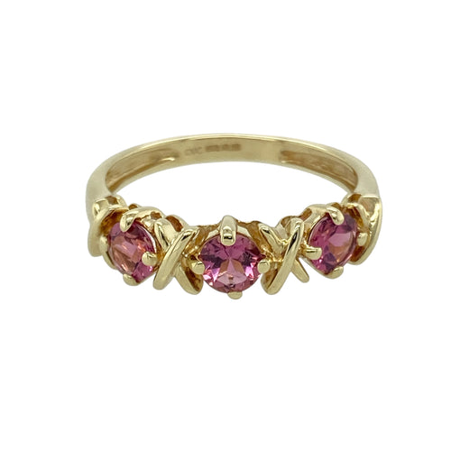 9ct Gold & Pink Stone Band Ring
