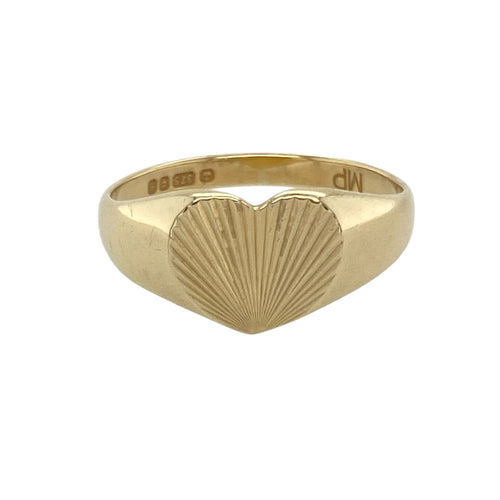 9ct Gold Patterned Heart Signet Ring