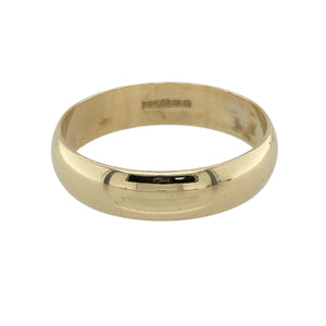 Bring bold tradition to your collection with this pre-owned 9ct yellow gold 5mm wedding band ring, offering a classic and substantial profile—perfect for everyday wear, commitment, or timeless stacking.

Design: The ring features a traditional domed band design with a smooth 5mm width, delivering a strong, classic look with enduring appeal.
Material: Made from 9-carat yellow gold, the polished finish enhances the rich tone and refined simplicity of the piece.
