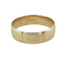 Load image into Gallery viewer, Bring classic strength to your collection with this pre-owned 9ct yellow gold 7mm wedding band ring, offering a bold and timeless design ideal for men&#39;s everyday wear or meaningful commitment.

Design: The ring features a traditional domed profile with a wide 7mm band, creating a confident and enduring look.
Material: Made from 9-carat yellow gold, the high-polish finish enhances the rich tone and smooth, classic styling.
