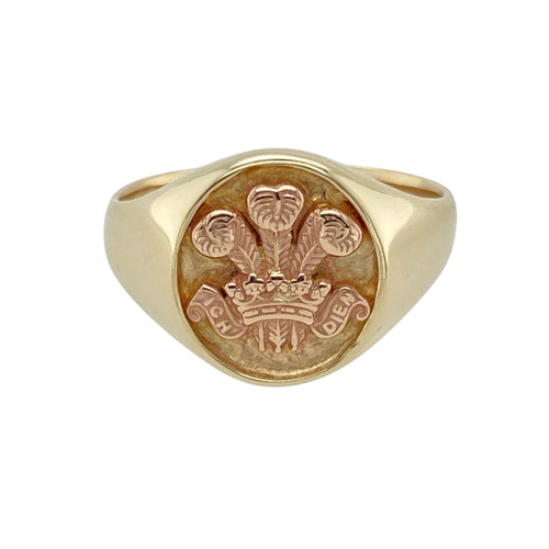 9ct Gold Welsh Three Feather Signet Ring