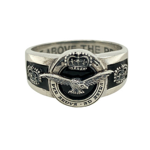 925 Silver & Onyx Set RAF 90th Anniversary Ring