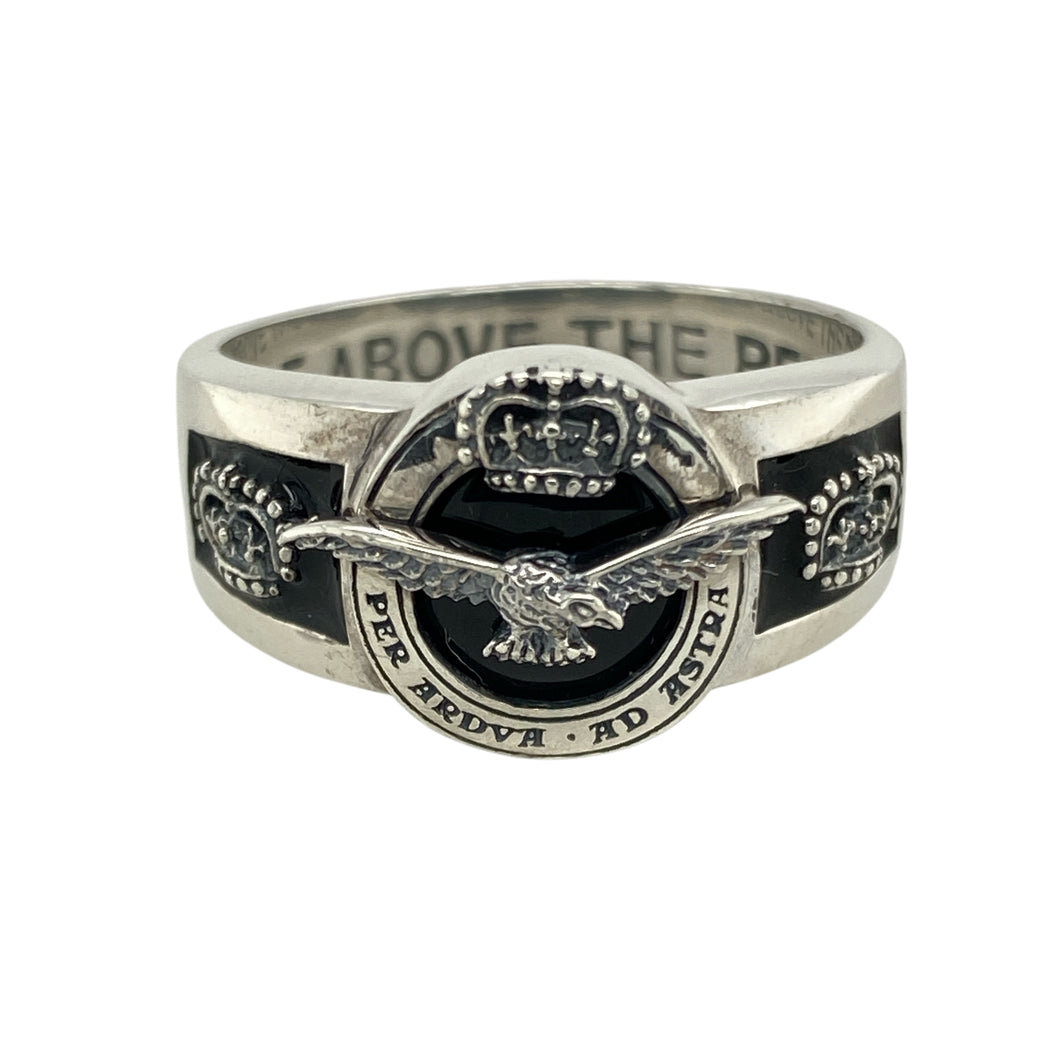 925 Silver & Onyx Set RAF 90th Anniversary Ring