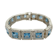 Load image into Gallery viewer, 925 Silver Blue Stone &amp; Cubic Zirconia Set 7.5&quot; Bracelet
