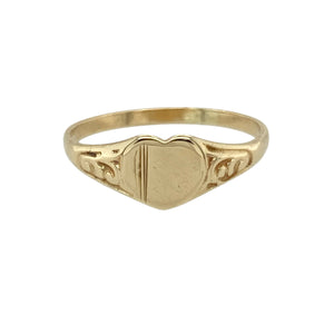9ct Gold Patterned Heart Signet Ring