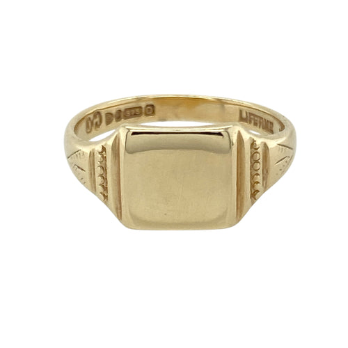 9ct Gold Plain Square Signet Ring