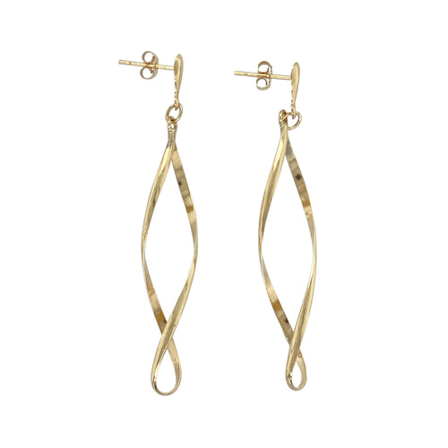 9ct Gold Twist Drop Earrings