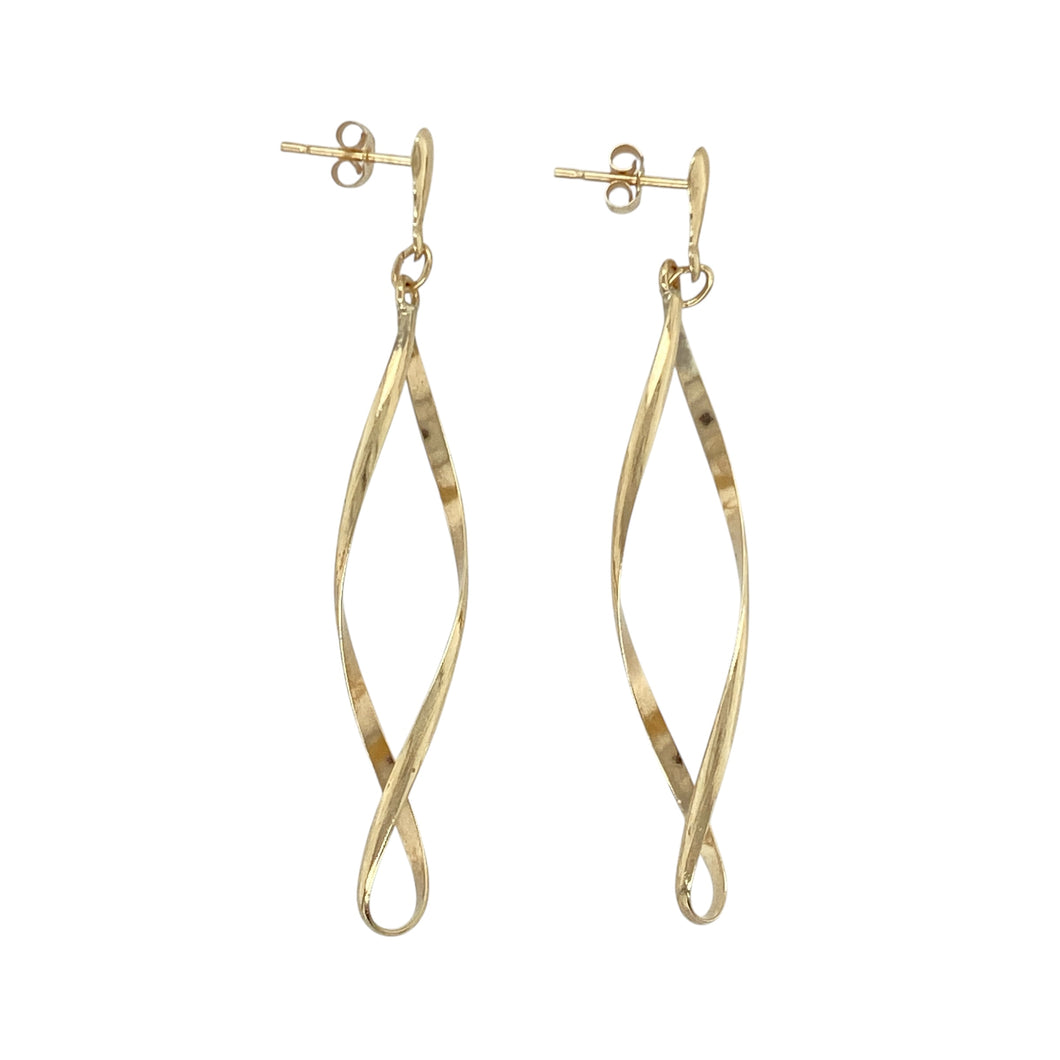 9ct Gold Twist Drop Earrings