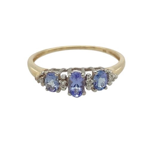 9ct Gold Diamond & Tanzanite Set Ring