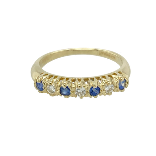 9ct Gold Diamond & Sapphire Set Band Ring