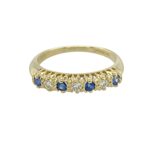 9ct Gold Diamond & Sapphire Set Band Ring