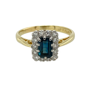 18ct Gold Diamond & Sapphire Set Vintage Style Cluster Ring