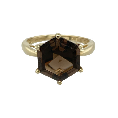 9ct Gold & Smoky Quartz Set Ring