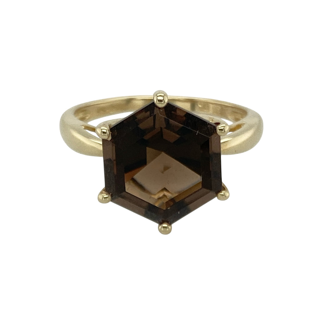 9ct Gold & Smoky Quartz Set Ring
