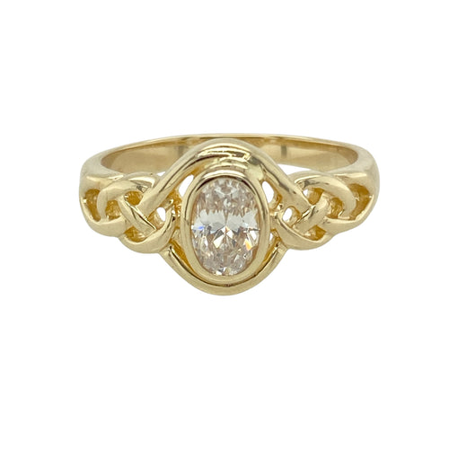 9ct Gold & Cubic Zirconia Set Oval Knot Ring