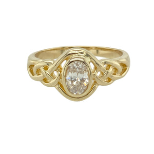 9ct Gold & Cubic Zirconia Set Oval Knot Ring
