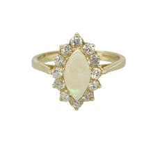 Load image into Gallery viewer, 9ct Gold Opalique &amp; Cubic Zirconia Set Marquise Cluster Ring
