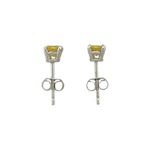 Load image into Gallery viewer, 9ct White Gold &amp; Yellow Stone Set Stud Earrings
