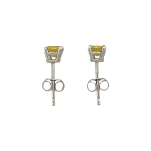 9ct White Gold & Yellow Stone Set Stud Earrings