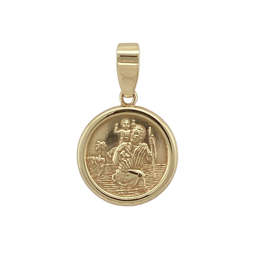 9ct Gold Small Round St Christopher Pendant