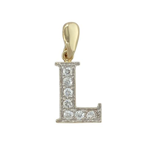 9ct Gold & Cubic Zirconia Set Initial 'L' Pendant