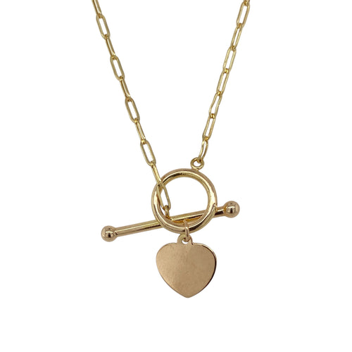 9ct Gold Heart Tag T Bar 20