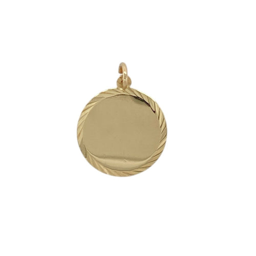 9ct Gold Patterned Edge Plain Disc Pendant
