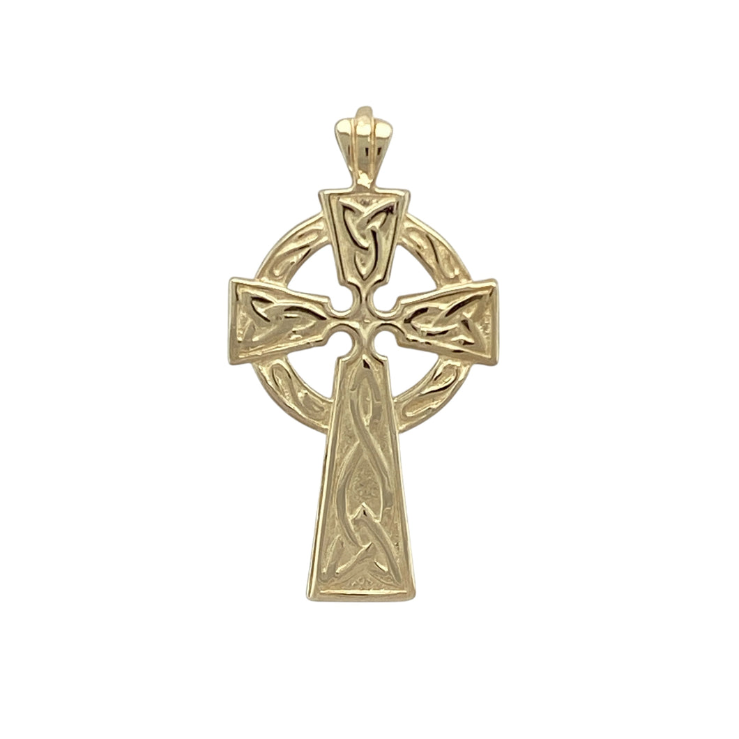 9ct Gold Patterned Celtic Cross Pendant