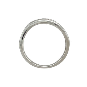 9ct White Gold & Diamond Set Wavey Band Ring