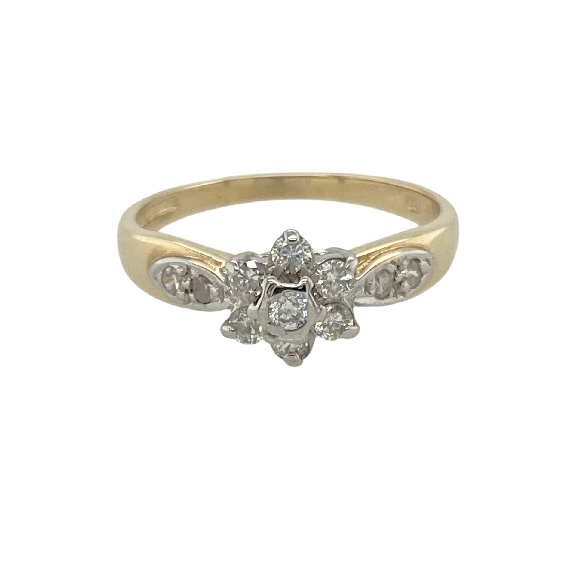 9ct Gold & Diamond Set Flower Cluster Ring