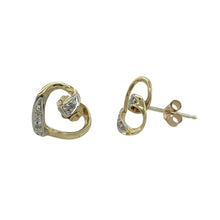 Load image into Gallery viewer, 9ct Gold &amp; Diamond Set Open Heart Stud Earrings
