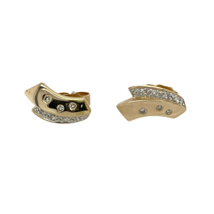 9ct Gold & Diamond Set Bar Stud Earrings