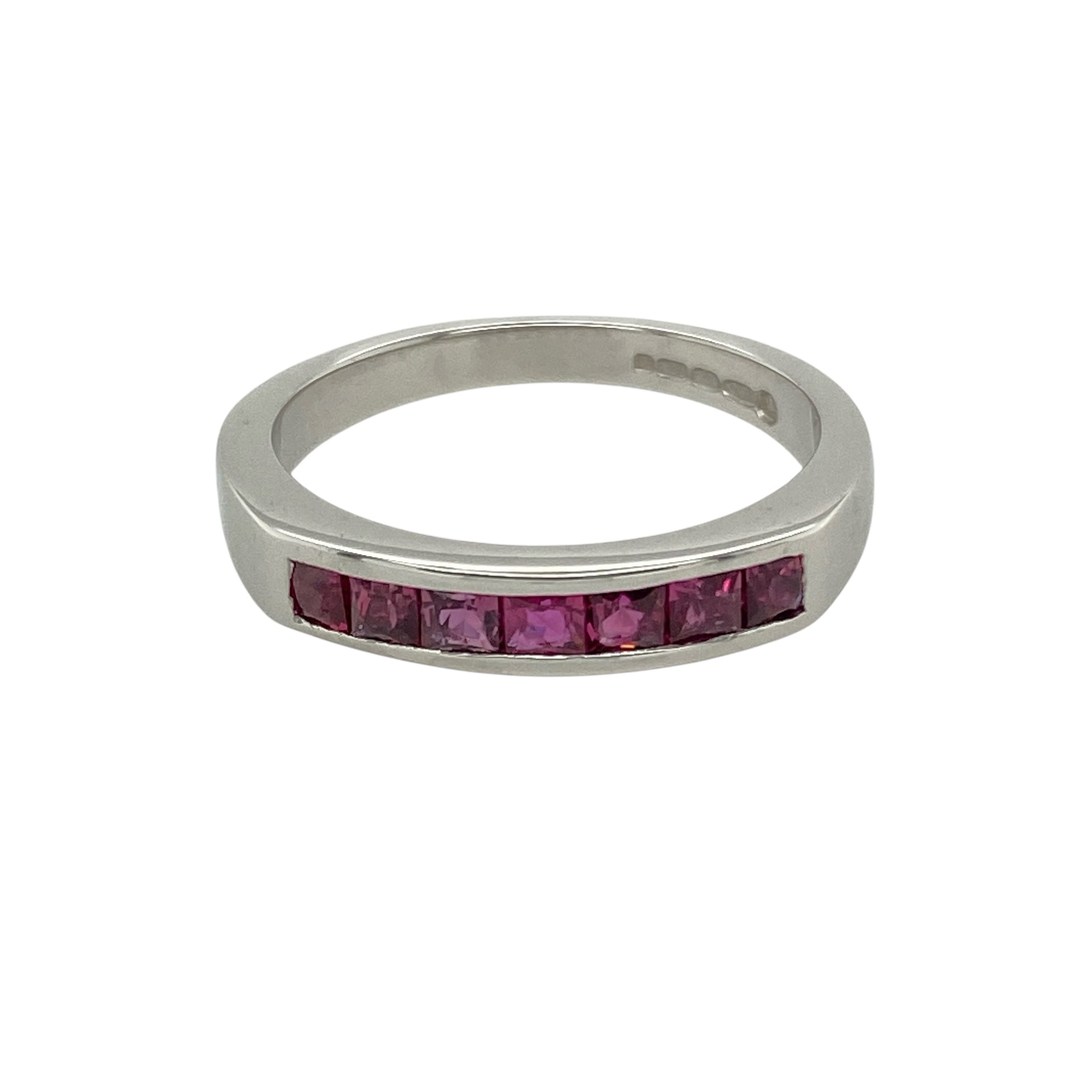 18ct White Gold & Ruby Set Band Ring