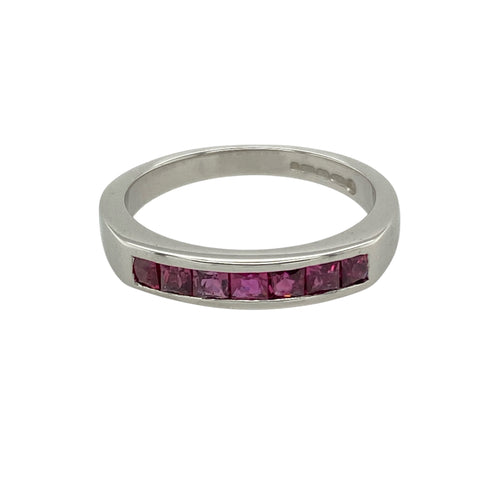 18ct White Gold & Ruby Set Band Ring