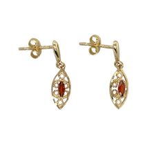 Load image into Gallery viewer, 9ct Gold &amp; Garnet Set Filigree Drop Earrings
