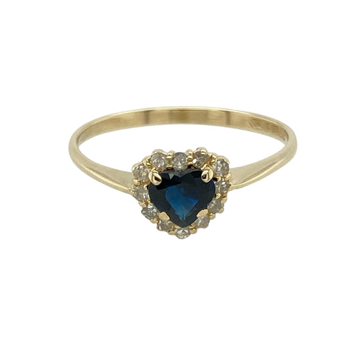 9ct Gold Diamond & Sapphire Heart Cluster Ring