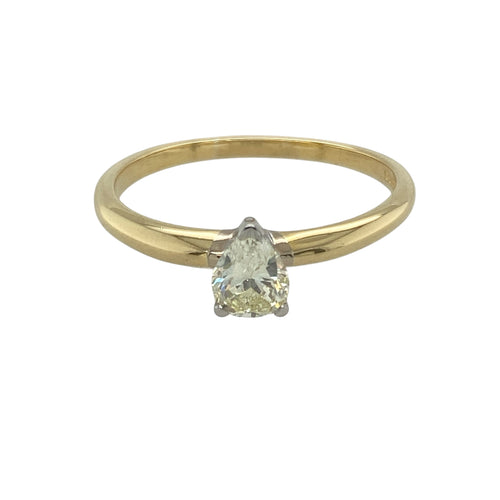 18ct Gold & Diamond Set Pear Shape Solitaire Ring